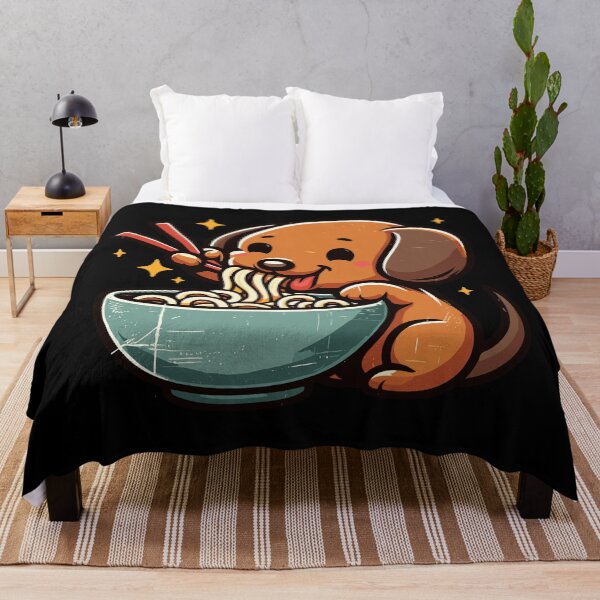 Item preview, Kawaii english cream dachshund eating ramen designed and sold by TomFrontierArt.