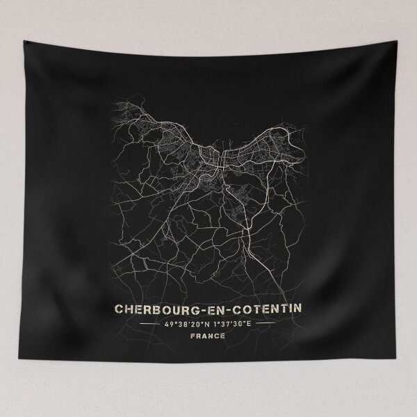 Item preview, Map of Cherbourg-en-Cotentin Black and white designed and sold by Jerhus.