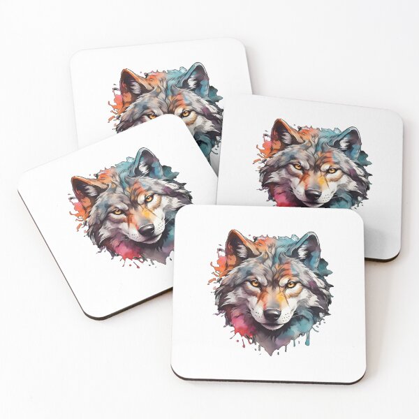 Item preview,  powerful colorful wolf face, monochrome background designed and sold by hamza243.
