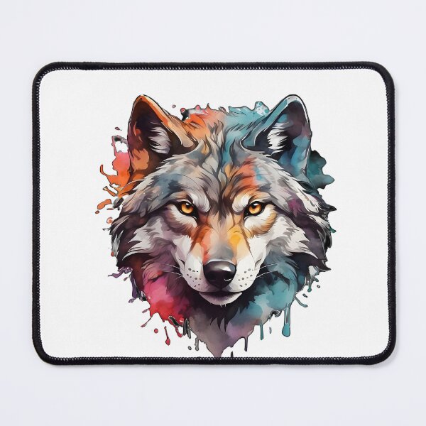 Item preview,  powerful colorful wolf face, monochrome background designed and sold by hamza243.