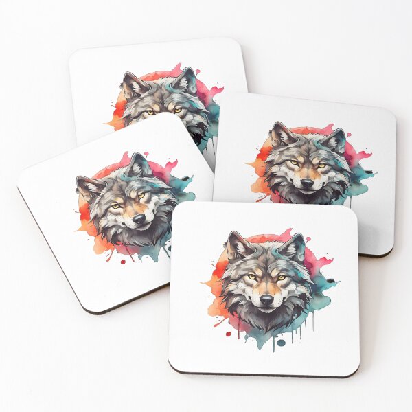 Item preview,  powerful colorful wolf face, monochrome background designed and sold by hamza243.