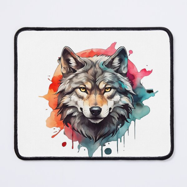 Item preview,  powerful colorful wolf face, monochrome background designed and sold by hamza243.