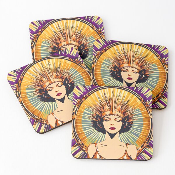 Item preview, Myrtle art deco lady with crown bright purple designed and sold by EclecticDen.