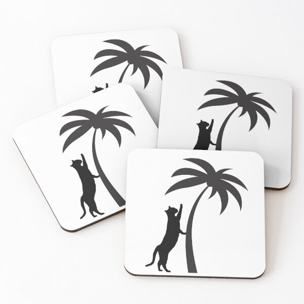 Item preview, Black cat stretching on the palm tree designed and sold by stayfreshbyme.