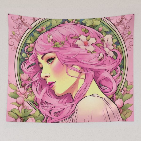 Item preview, Celia art deco woman pink lavender hair  designed and sold by EclecticDen.