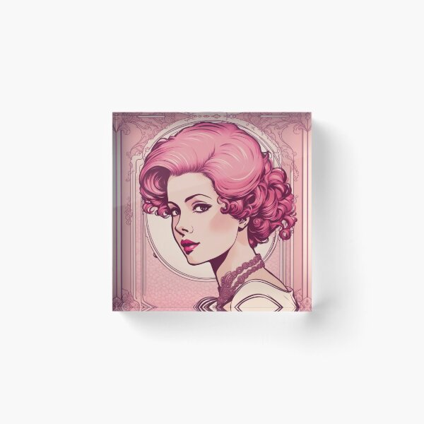 Item preview, Ethyl pink art deco woman designed and sold by EclecticDen.