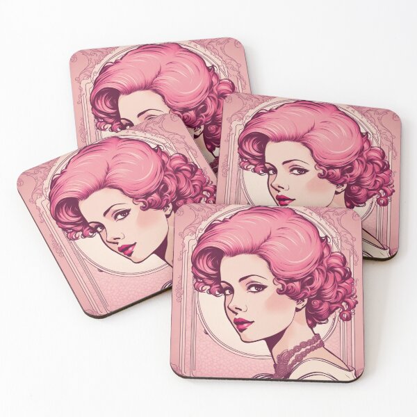 Item preview, Ethyl pink art deco woman designed and sold by EclecticDen.