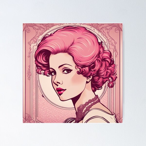 Item preview, Ethyl pink art deco woman designed and sold by EclecticDen.