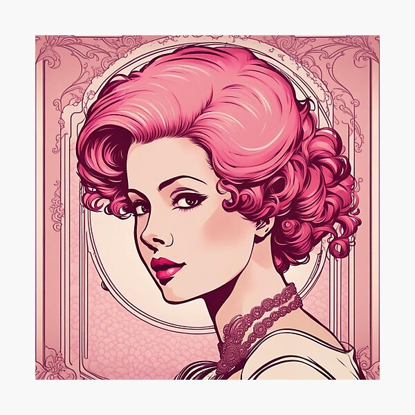 Item preview, Mujer art déco rosa etilo designed and sold by EclecticDen.