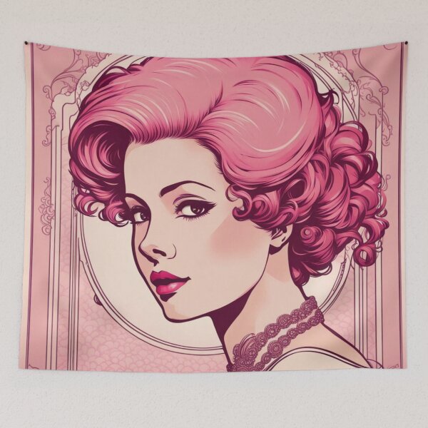 Item preview, Ethyl pink art deco woman designed and sold by EclecticDen.