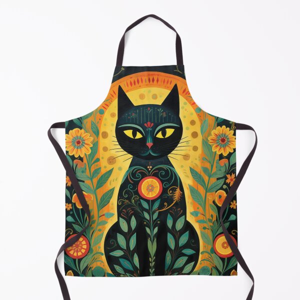 Item preview, Black Cat Onio & Flowers Mexican Folklore Art designed and sold by GrinGalore.