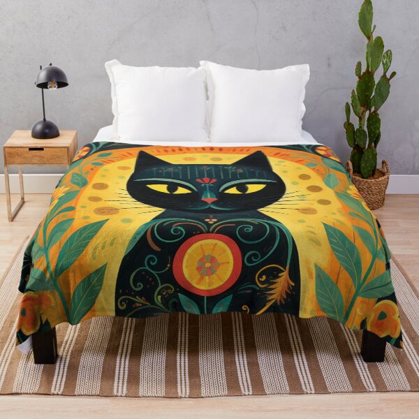 Item preview,  Black Cat Onio & Flowers Mexican Folklore Art  designed and sold by GrinGalore.