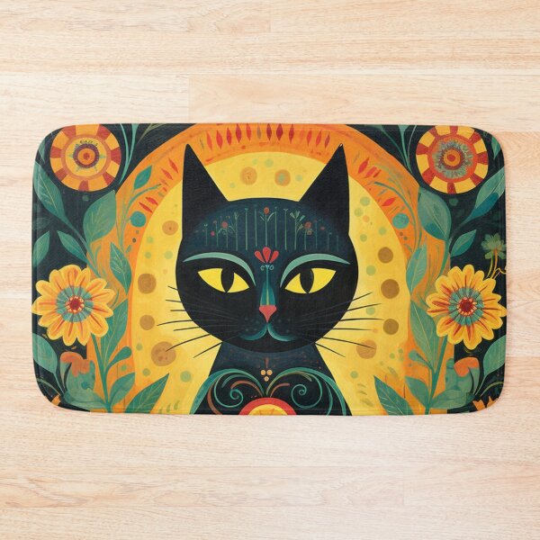 Item preview,  Black Cat Onio & Flowers Mexican Folklore Art  designed and sold by GrinGalore.