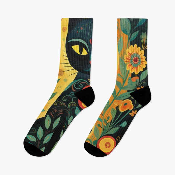 Item preview,  Black Cat Onio & Flowers Mexican Folklore Art  designed and sold by GrinGalore.