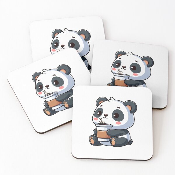 Item preview, Adorable Panda drinking coffee designed and sold by cave-canvas.