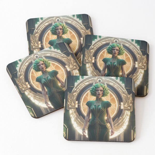 Item preview, Pearl Green Hair Art deco woman designed and sold by EclecticDen.