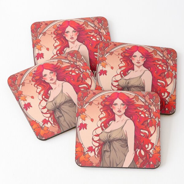 Item preview, Autum art deco woman fall red designed and sold by EclecticDen.