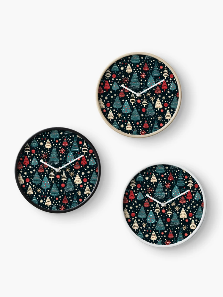 Thumbnail 3 of 4, Clock, christmas seamless pattern designed and sold by NatthyDesign.