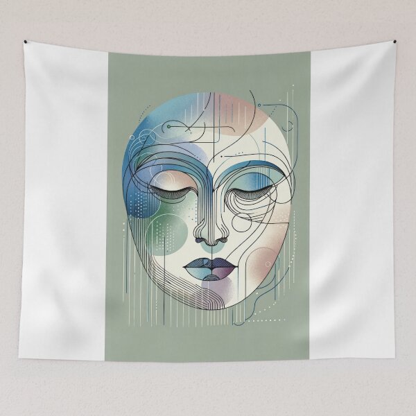 Item preview, Contemplative Abstract Line Art Portrait designed and sold by Vlark555.