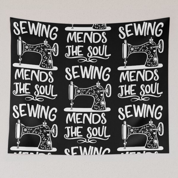 Item preview, Sewing mends the soul - white text designed and sold by EmeraldeaArt.