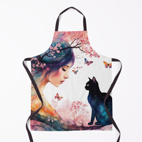 Item preview, Woman, cat, and blossoms designed and sold by YukiKenji.