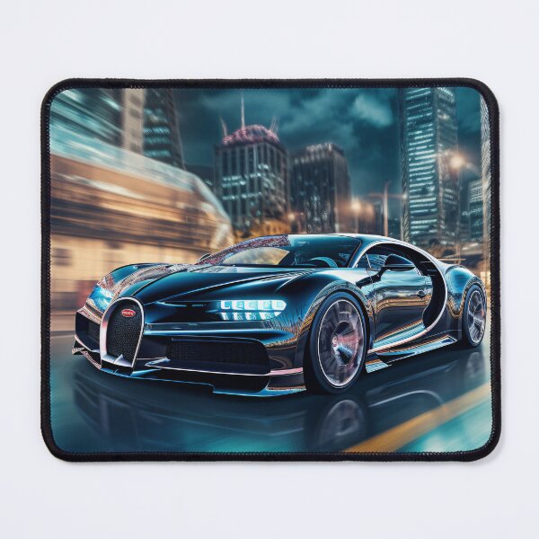 Item preview, Bugatti Chiron speeding through a futuristic cityscape designed and sold by DynamicPosters.