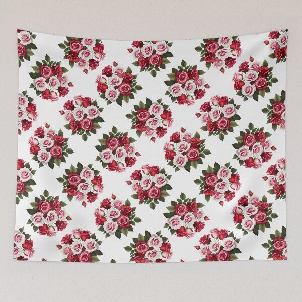 Item preview, Red, Pink and White Rose Flowers Seamless Pattern  designed and sold by Petalandfur.