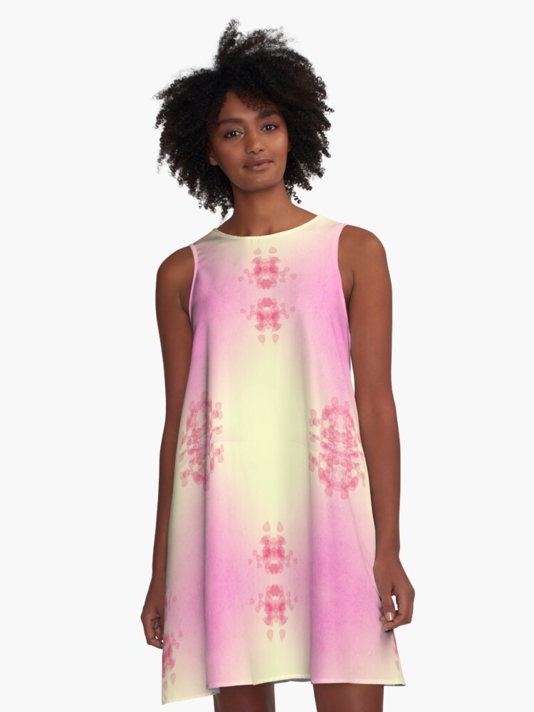 Thumbnail 1 of 4, A-Line Dress, Strawberry Lemonade Blush designed and sold by efgracearts.
