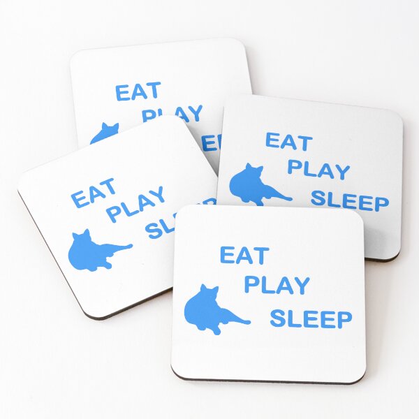 Item preview, Cat = eat play sleep  Adorable cat  Blue minimal design white and blue minimal design designed and sold by lazycat14.