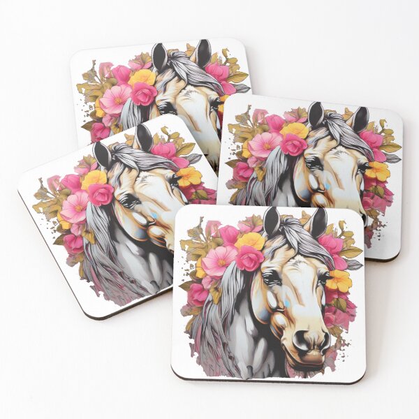 Item preview, A horse adorned with pink and yellow flowers Pop art, Pferdeliebe designed and sold by Mahilis.