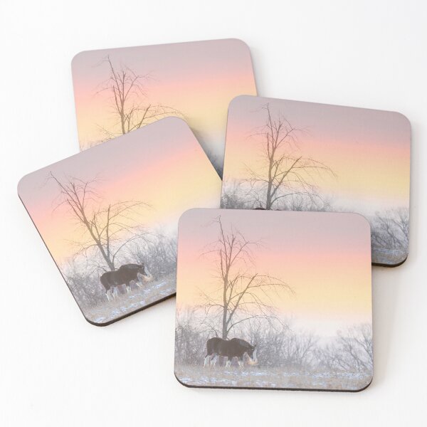 Item preview, Clydesdale horse walking through a winter meadow designed and sold by James Cumming.