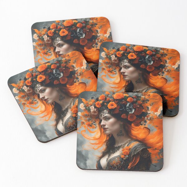 Item preview, Charming seductive Nymph with orange roses designed and sold by Fantasymachine.