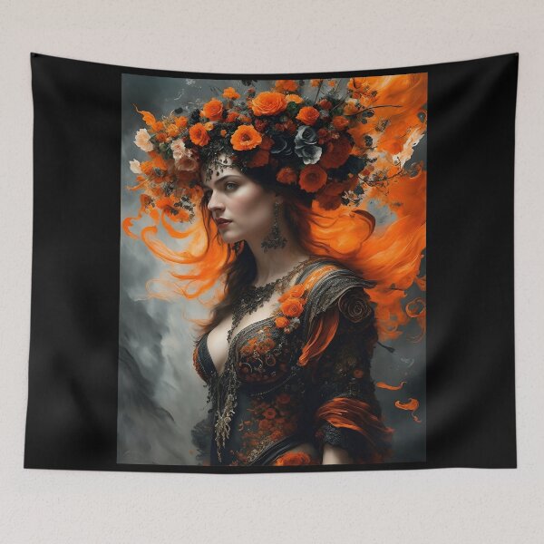 Item preview, Charming seductive Nymph with orange roses designed and sold by Fantasymachine.