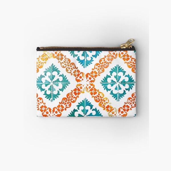 Item preview, Gorgeous Portuguese tiles turquoise and orange stencil effect designed and sold by Julie Dawn Fox.