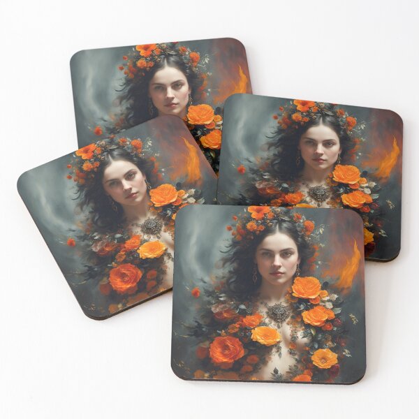 Item preview, Charming seductive Nymph with orange roses designed and sold by Fantasymachine.