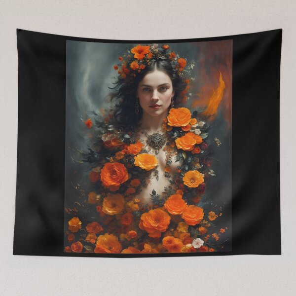 Item preview, Charming seductive Nymph with orange roses designed and sold by Fantasymachine.