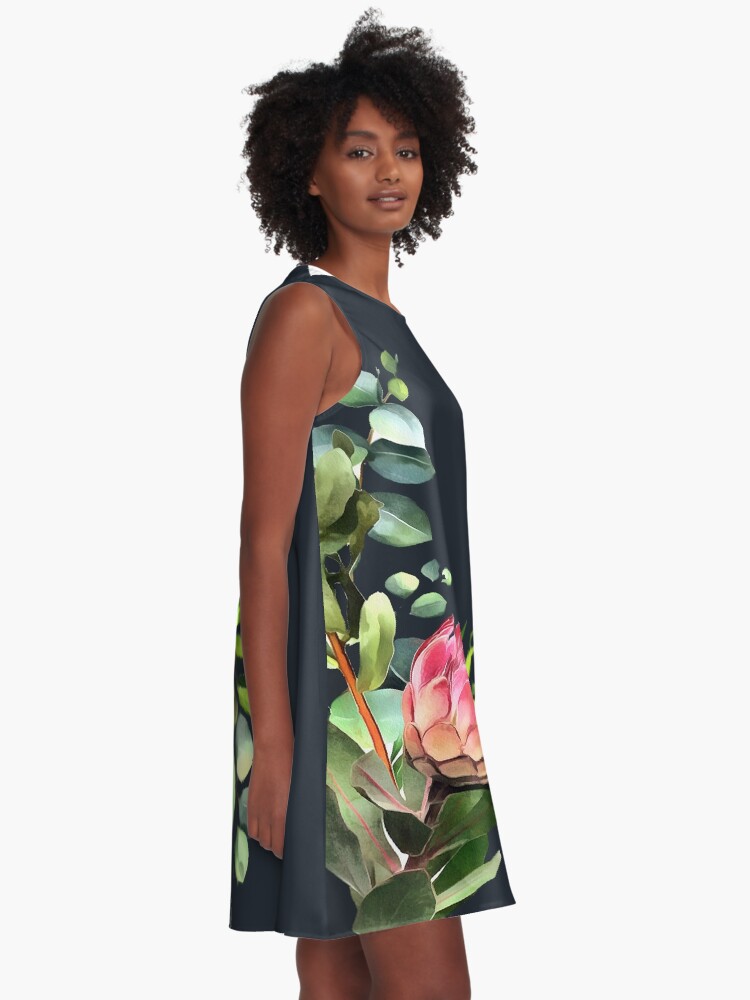 Alternate view of bush blue A-Line Dress