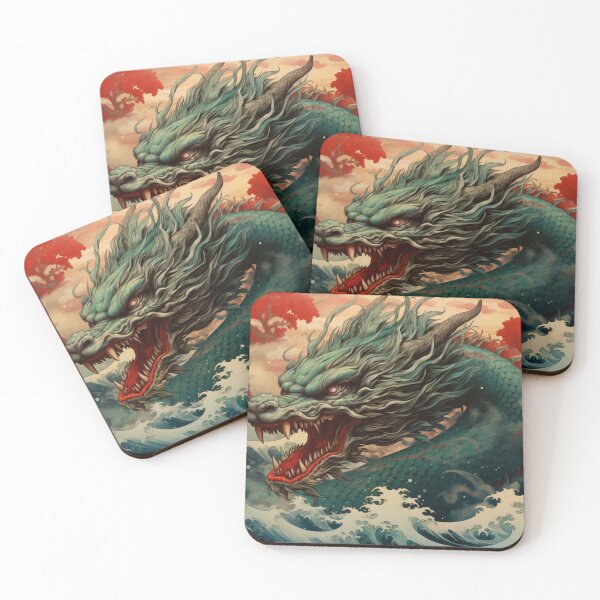 Item preview, Japanese Hokusai Style Sea Serpent designed and sold by whitecat23.