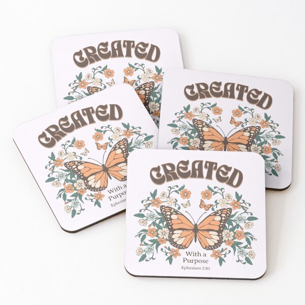 Item preview, Created with a purpose, Trendy Christian Floral, butterfly bible verse designed and sold by WeBearFruit.
