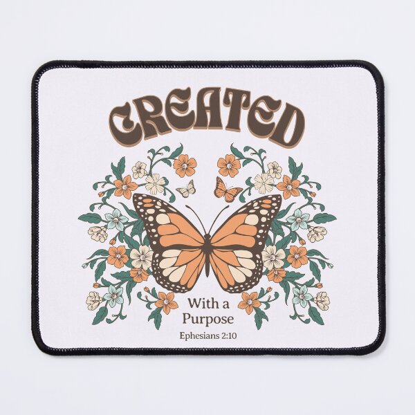 Item preview, Created with a purpose, Trendy Christian Floral, butterfly bible verse designed and sold by WeBearFruit.