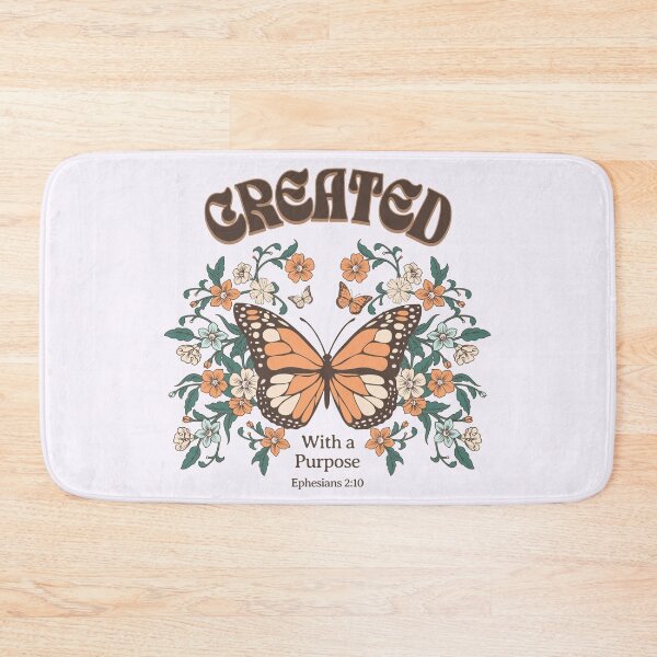 Item preview, Created with a purpose, Trendy Christian Floral, butterfly bible verse designed and sold by WeBearFruit.