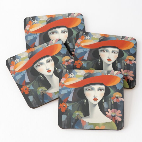 Item preview, Woman Wearing Floral Hat designed and sold by whitecat23.
