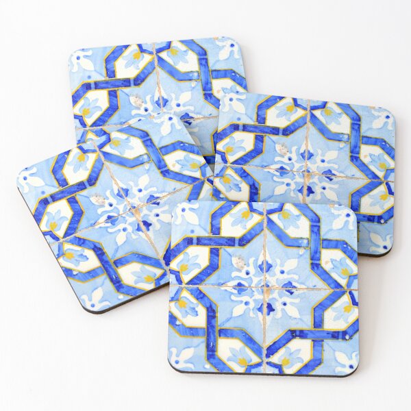 Item preview, Portuguese tiles. Blue flowers and background designed and sold by Julie Dawn Fox.