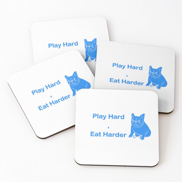 Item preview, Play Hard,Eat Harder  Adorable French BullDog  white and blue minimal design designed and sold by lazycat14.
