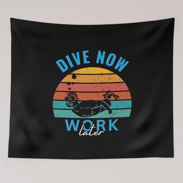 Item preview, Great ocean Diving Lover Present'Dive Now Work Later' designed and sold by MotivaChic.