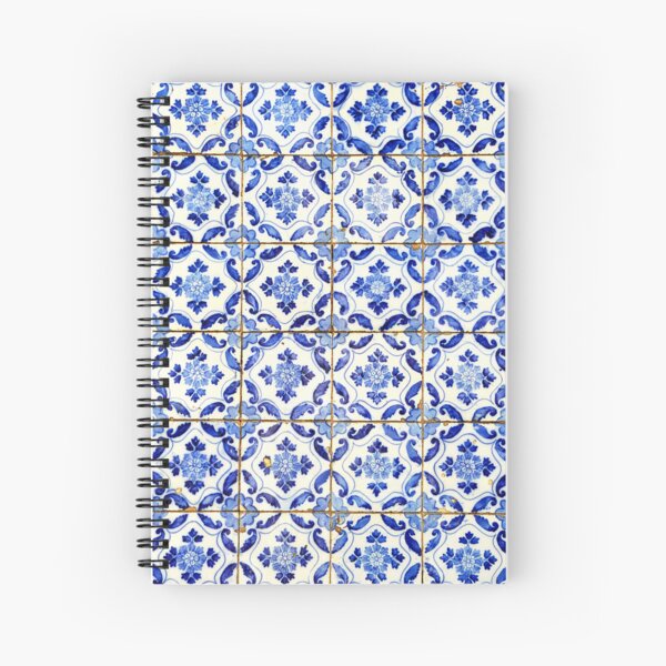 Item preview, Portuguese tiles. Blue flowers and leaves designed and sold by Julie Dawn Fox.
