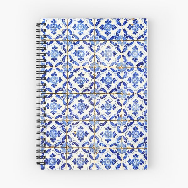 Item preview, Portuguese tiles. Blue flowers and leaves designed and sold by Julie Dawn Fox.