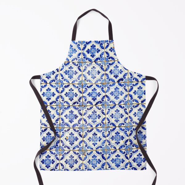 Item preview, Portuguese tiles. Blue flowers and leaves designed and sold by Julie Dawn Fox.
