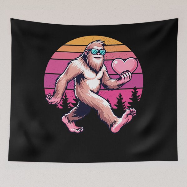 Item preview, Funny Valentines Day Retro Bigfoot Heart And Love Sasquatch designed and sold by ohmier.