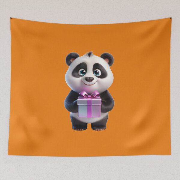 Item preview, Cute, adorable and affectionate Panda bear with a gift box in his hands. designed and sold by Nathalymx.